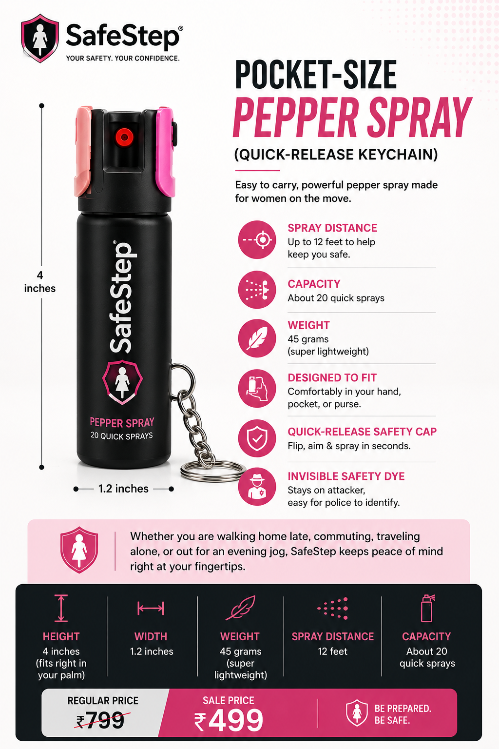 SafeStep Pocket-Size Pepper Spray